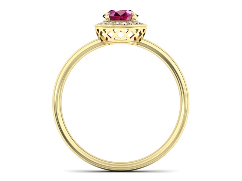 Pierścionek zaręczynowy z rubinem i brylantami - p16200zr — zdjęcie 2