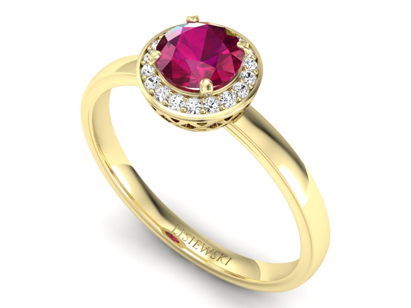 Pierścionek zaręczynowy z rubinem i brylantami - p16200zr — zdjęcie 3