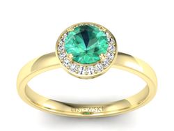 Złoty Pierścionek ze szmaragdem i brylantami - p16200zsm