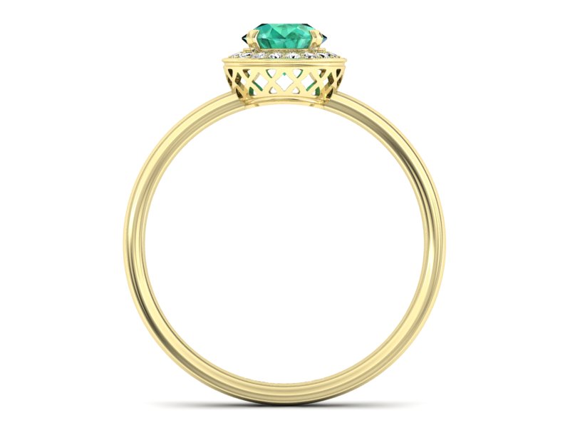Złoty pierścionek ze szmaragdem i brylantami - p16200zsm — zdjęcie 2