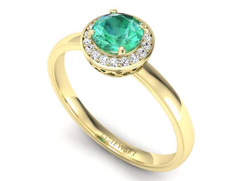 Złoty pierścionek ze szmaragdem i brylantami - p16200zsm — zdjęcie 3