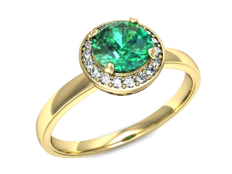 Złoty pierścionek ze szmaragdem i brylantami - p16200zsm — zdjęcie 4