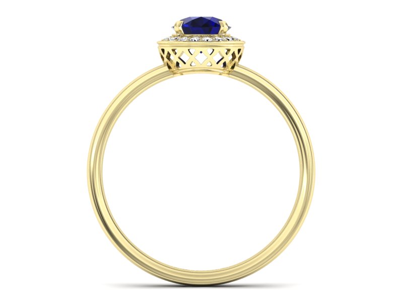 Pierścionek ze spinelem i diamentami żółte złoto - p16200zsp — zdjęcie 2