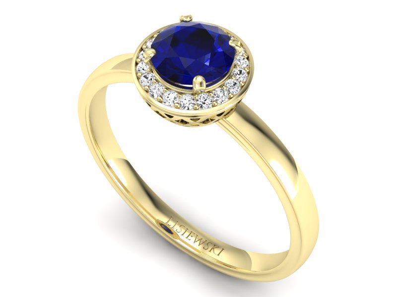 Pierścionek ze spinelem i diamentami żółte złoto - p16200zsp — zdjęcie 3