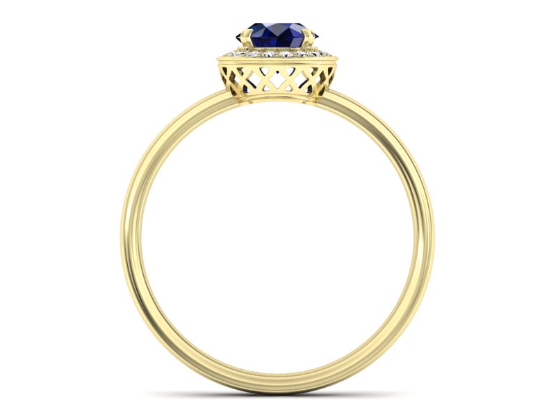 Złoty pierścionek z szafirem i brylantami - p16200zsz — zdjęcie 2