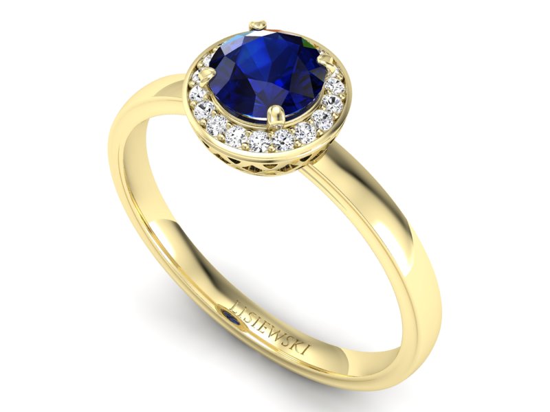 Złoty pierścionek z szafirem i brylantami - p16200zsz — zdjęcie 3