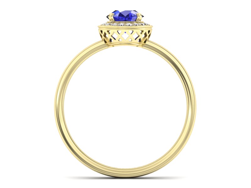 Złoty pierścionek z szafirem i diamentami - p16200zszc — zdjęcie 2