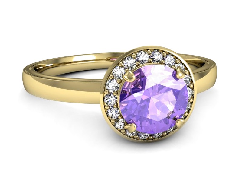 Pierścionek z tanzanitem i brylantami żółte złoto - p16200zt — zdjęcie 5