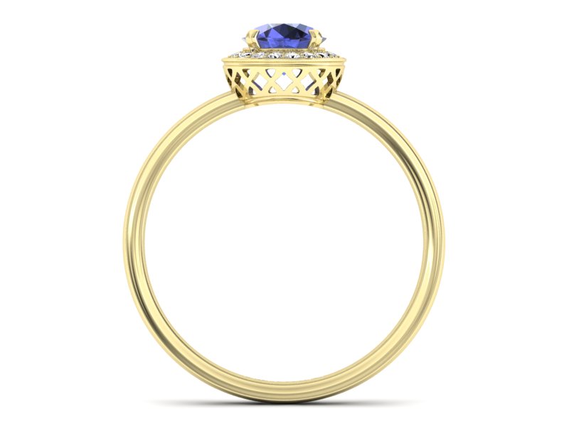 Pierścionek z tanzanitem i brylantami żółte złoto - p16200zt — zdjęcie 2