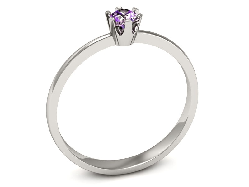Złoty pierścionek z ametystem białe złoto - p16201bat — zdjęcie 3
