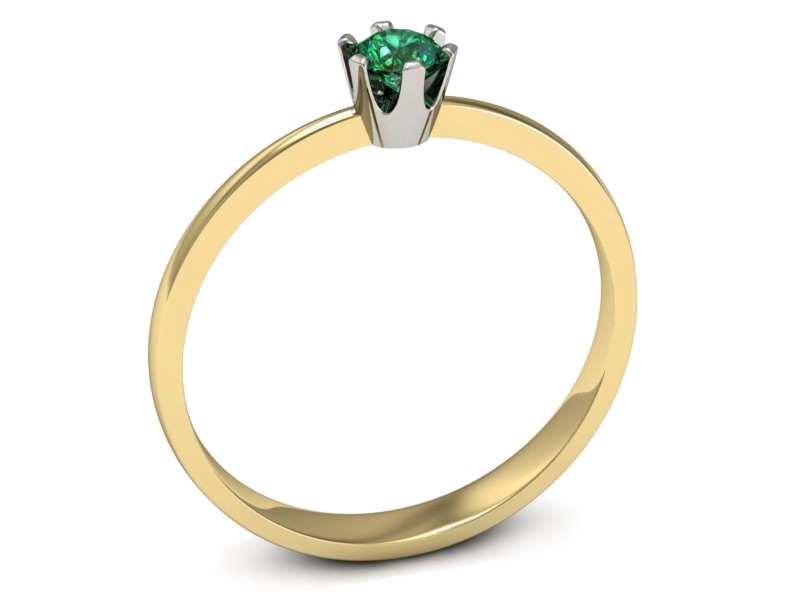 Pierścionek ze szmaragdem żółte białe złoto - p16201zbsm — zdjęcie 3