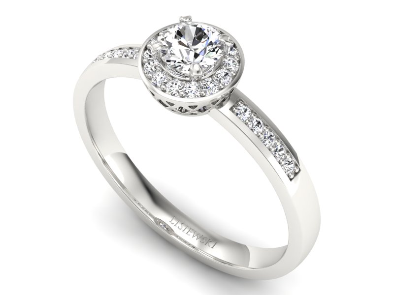 Złoty pierścionek z brylantem białe złoto - p16202b — zdjęcie 3