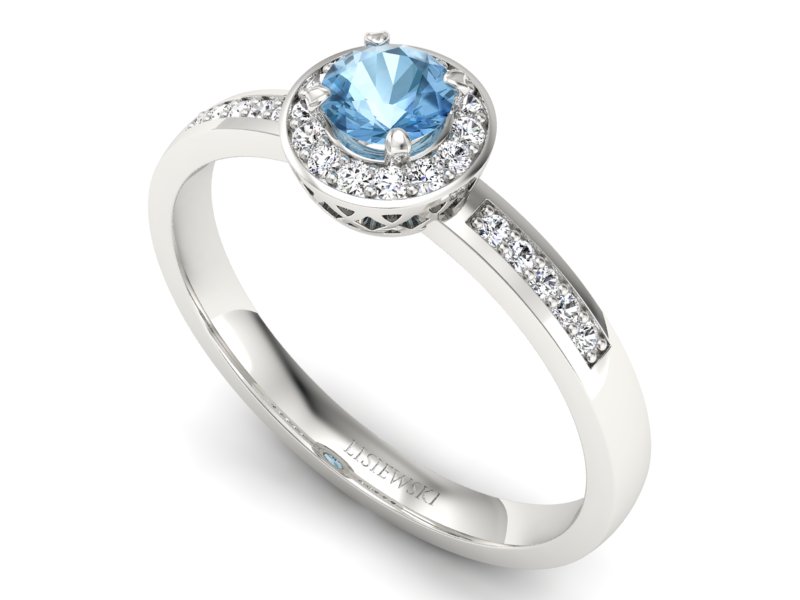 Pierścionek z topazem i brylantami białe złoto - p16202ba — zdjęcie 3