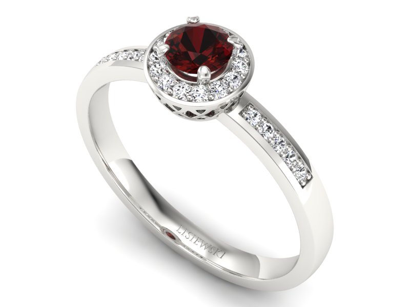 Pierścionek z granatem i brylantami białe złoto - p16202bgr — zdjęcie 3