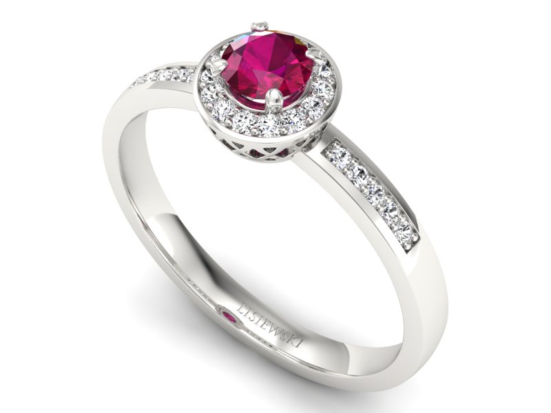 Pierścionek z rubinem i brylantami białe złoto - p16202br — zdjęcie 3