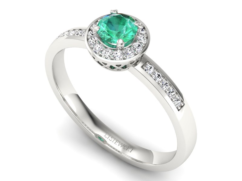 Złoty pierścionek ze szmaragdem i brylantami - p16202bsm — zdjęcie 3