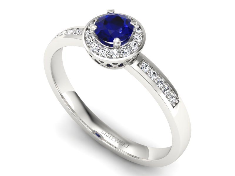 Złoty pierścionek ze spinelem i brylantami - p16202bsp — zdjęcie 3