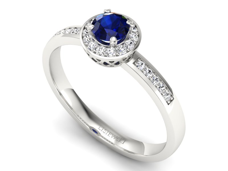 Pierścionek z szafirem i brylantami białe złoto - p16202bsz — zdjęcie 3