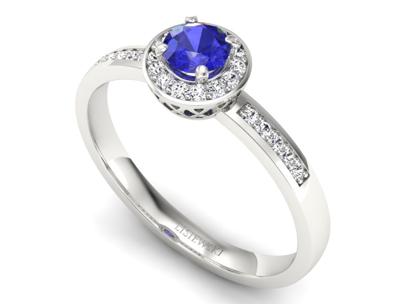 Pierścionek z szafirem i brylantami białe złoto - p16202bszc — zdjęcie 3