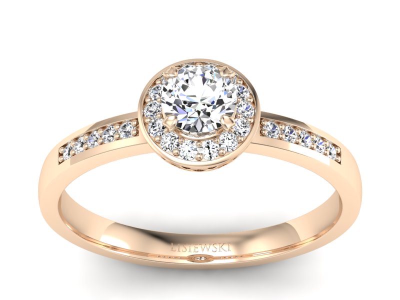 Złoty pierścionek z brylantami różowe złoto - p16202c