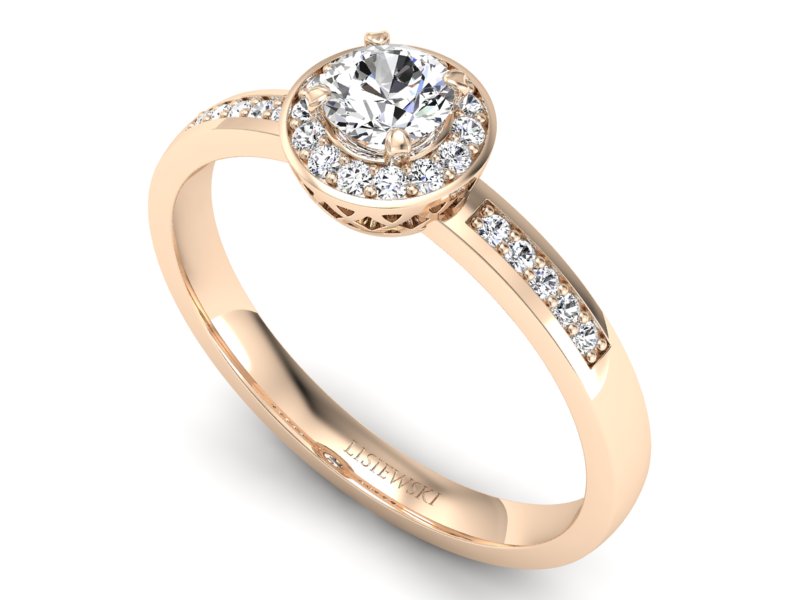 Złoty pierścionek z brylantami różowe złoto - p16202c — zdjęcie 3