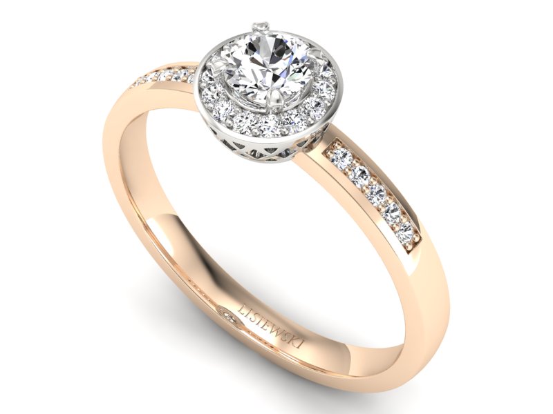 Pierścionek z brylantami białe różowe złoto - p16202cb — zdjęcie 3