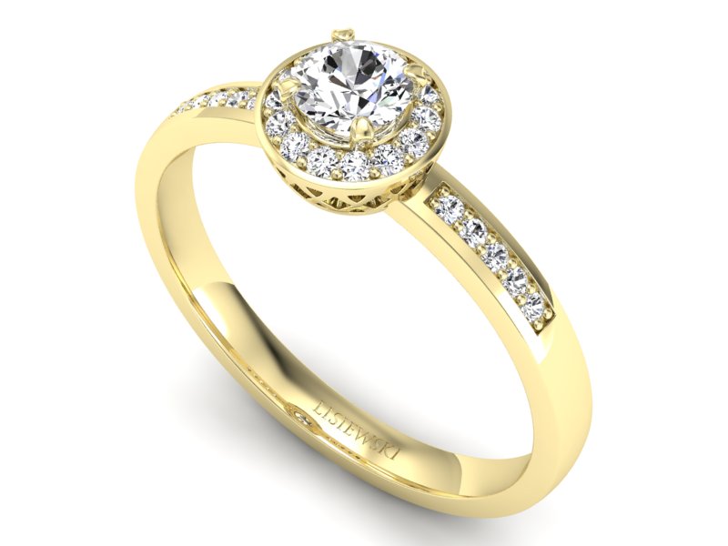 Złoty pierścionek z brylantami żółte złoto - p16202z — zdjęcie 3