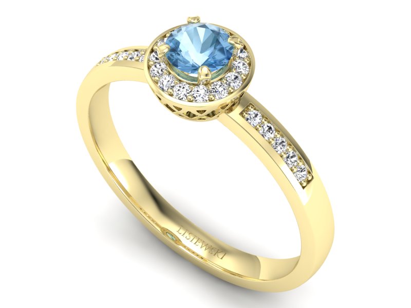 Pierścionek z topazem i diamentami żółte złoto - p16202za — zdjęcie 3