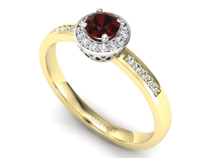 Pierścionek z granatem i brylantami - p16202zbgr — zdjęcie 3