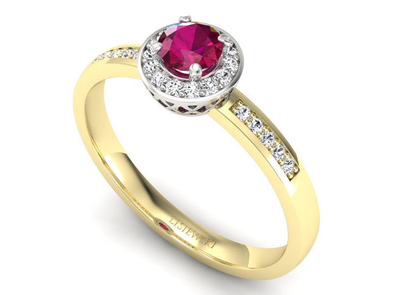 Pierścionek z rubinem i diamentami - p16202zbr — zdjęcie 3