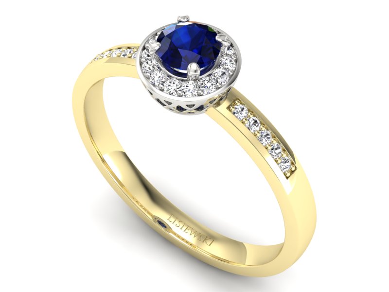 Pierścionek z szafirami i diamentami - p16202zbsz — zdjęcie 3