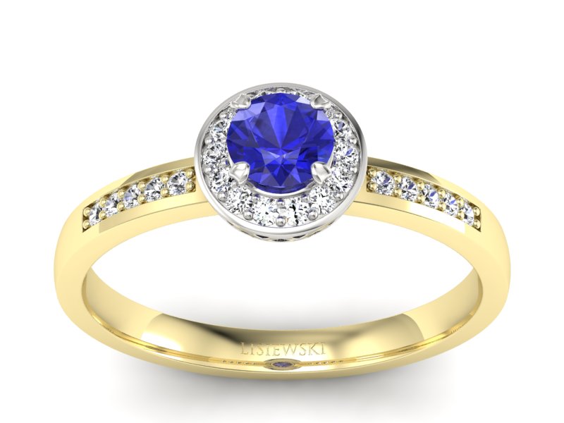 Pierścionek z brylantem i szafirem - p16202zbszc