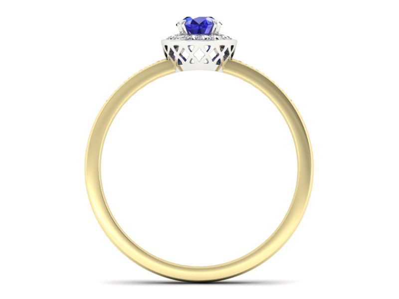 Pierścionek z brylantem i szafirem - p16202zbszc — zdjęcie 2