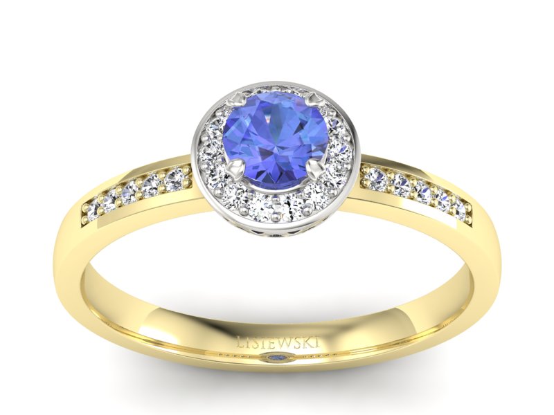 Pierścionek z tanzanitem i brylantami - p16202zbt