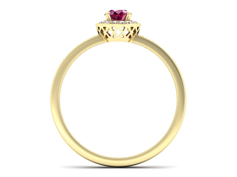 Pierścionek z rubinem i brylantami żółte złoto - p16202zr — zdjęcie 2