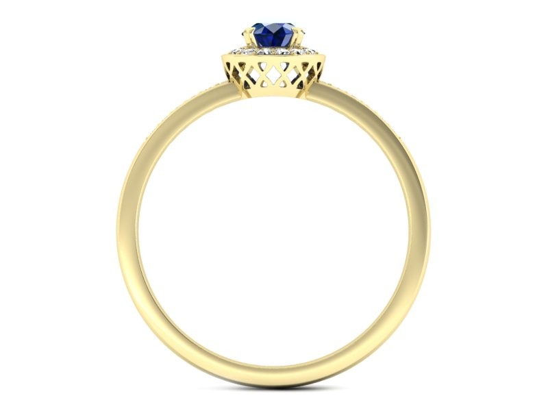 Pierścionek ze spinelem i diamentami żółte złoto - p16202zsp — zdjęcie 3