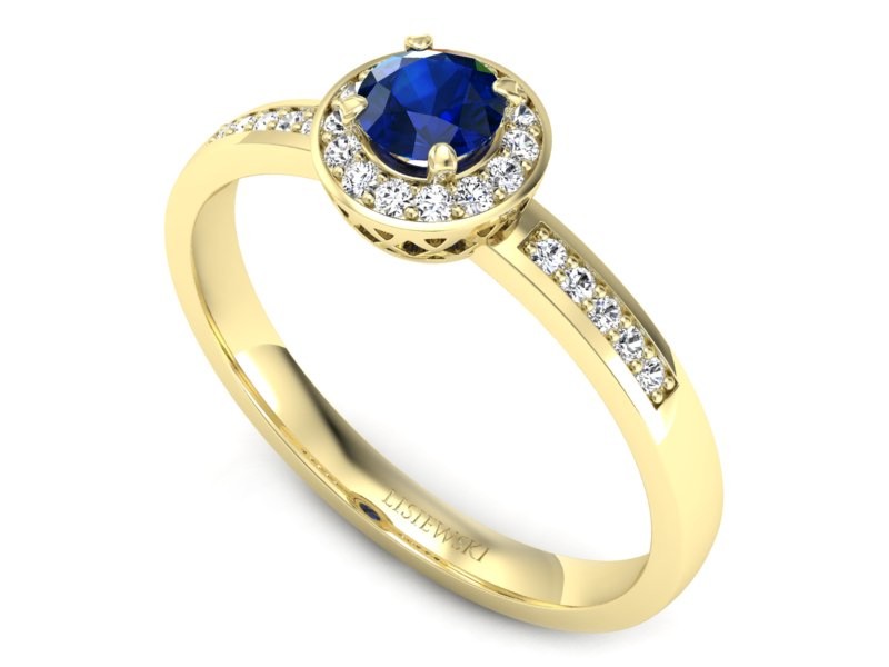 Pierścionek ze spinelem i diamentami żółte złoto - p16202zsp — zdjęcie 2
