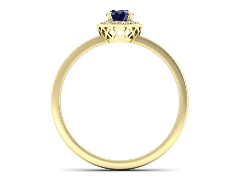 Złoty pierścionek z szafirem i diamentami - p16202zsz — zdjęcie 2