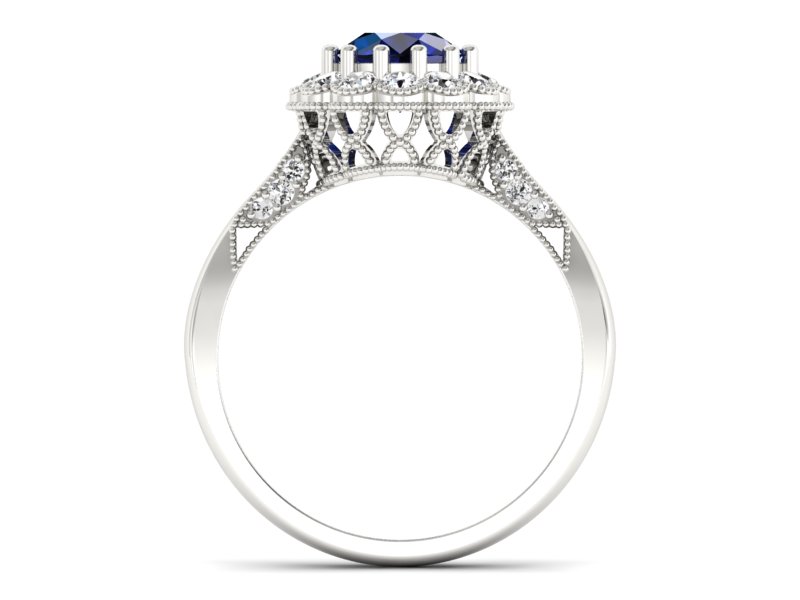 Pierścionek zaręczynowy z szafirem z brylantami - p16203bsz — zdjęcie 2