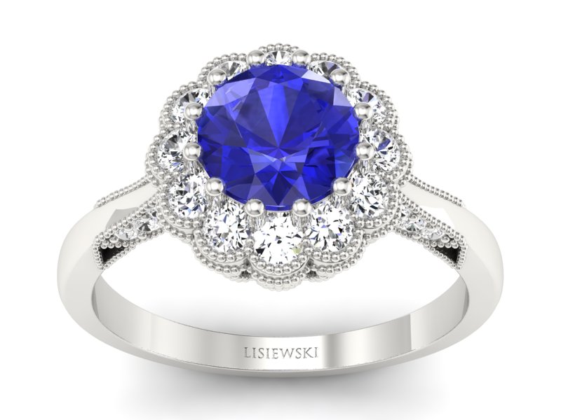 Pierścionek z szafirem z brylantami - p16203bszc