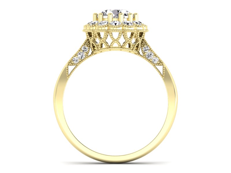 Złoty pierścionek z brylantami żółte złoto - p16203z — zdjęcie 2