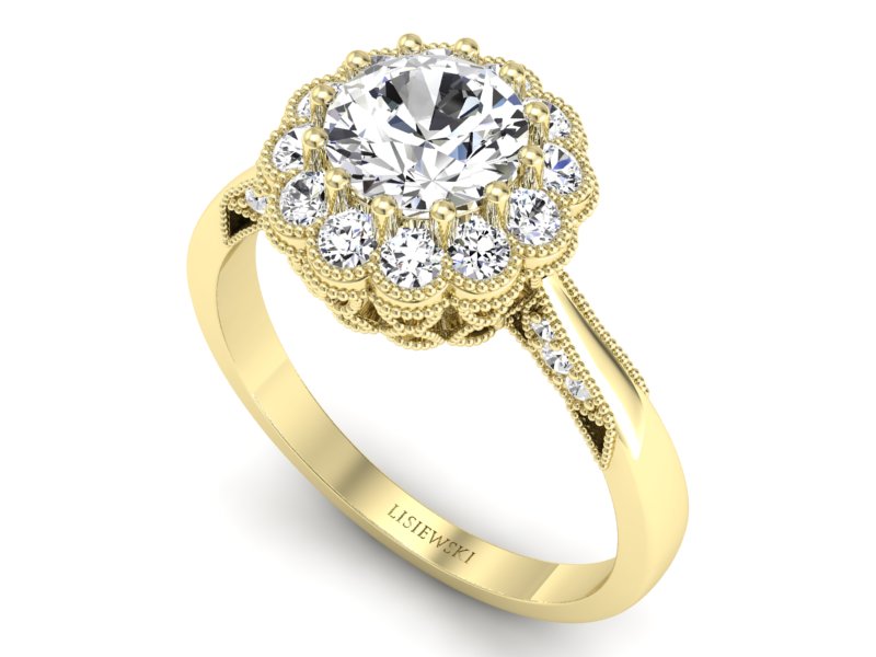 Złoty pierścionek z brylantami żółte złoto - p16203z — zdjęcie 3