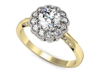 Pierścionek zaręczynowy z diamentami złoto 585 - p16203zb - 1