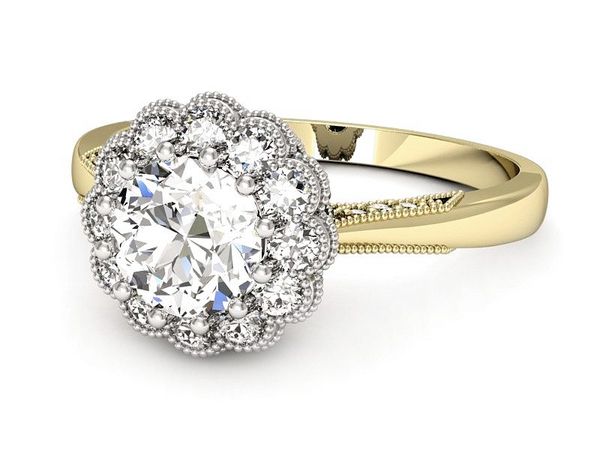 Pierścionek zaręczynowy z diamentami złoto 585 - p16203zb