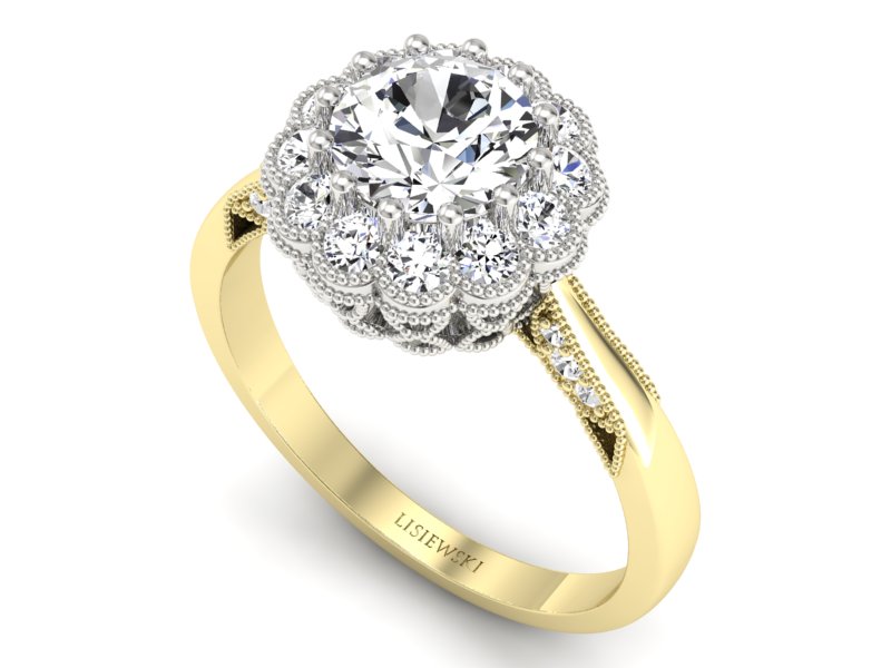 Pierścionek zaręczynowy z diamentami - p16203zb — zdjęcie 3