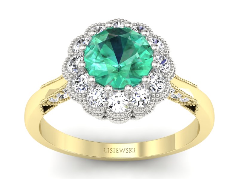 Pierścionek ze szmaragdem i diamentami - p16203zbsm