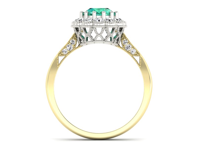 Pierścionek ze szmaragdem i diamentami - p16203zbsm — zdjęcie 2