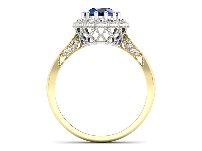Pierścionek z szafirami i diamentami - p16203zbsz — zdjęcie 2