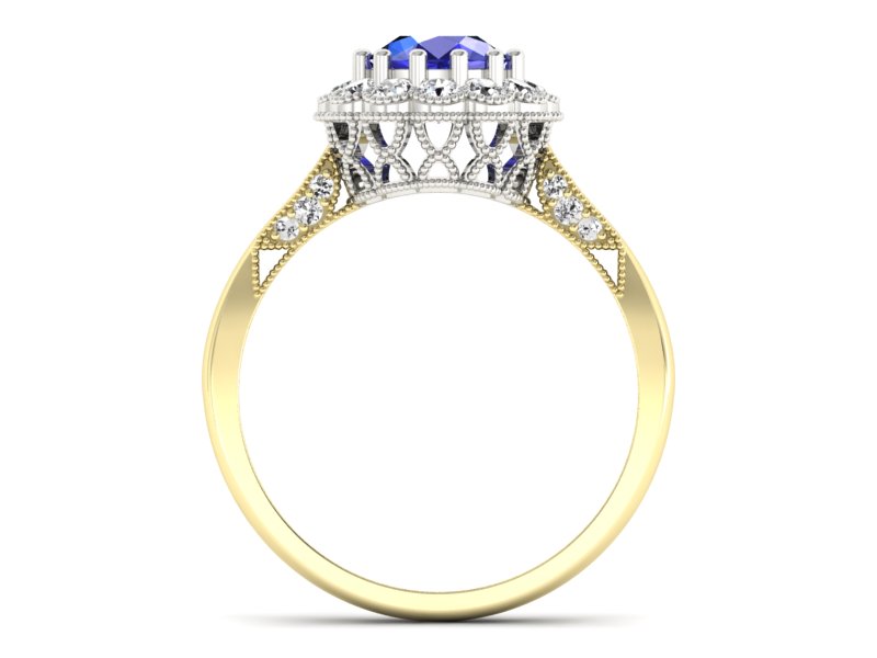 Pierścionek z szafirami i brylantami - p16203zbszc — zdjęcie 2