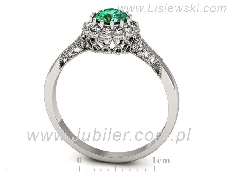 Złoty pierścionek ze szmaragdem i brylantami - p16204bsm — zdjęcie 3